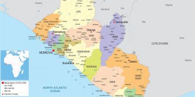 Karta för att dra politisk karta i Liberia