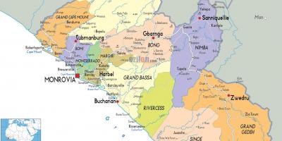 Karta över landet Liberia