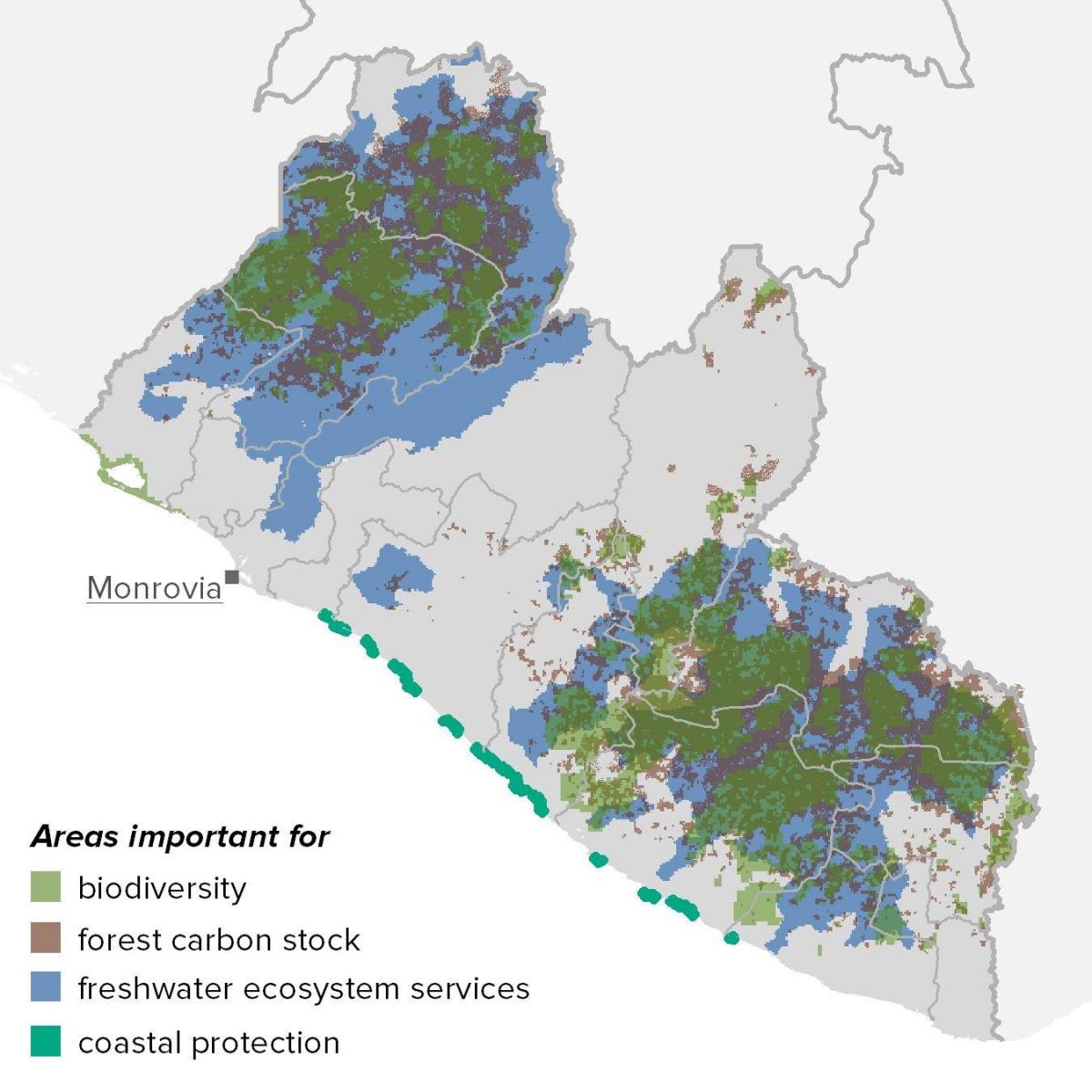 karta över Liberia naturresurser